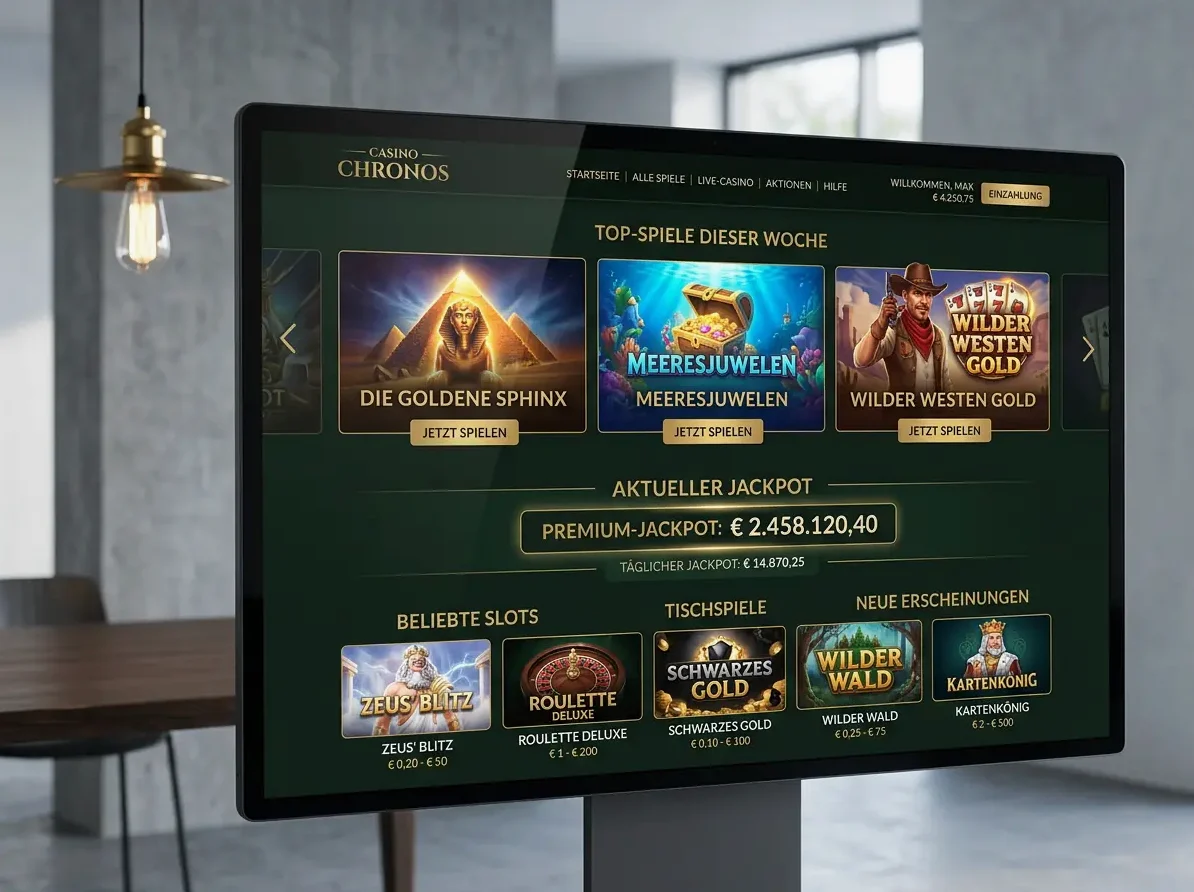 Lobby von Crazywinners mit Slots, Live-Casino und Tischspielen